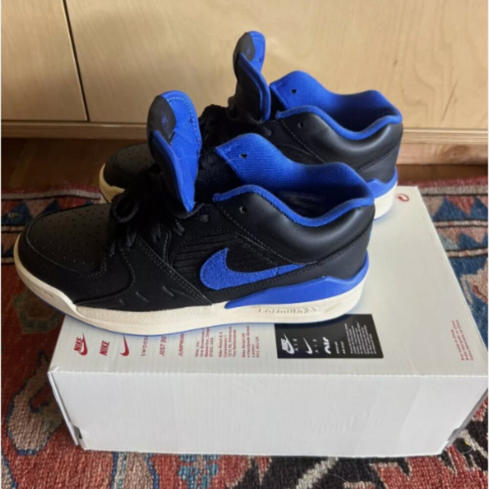 Womens Nike Jordan Stadium 90 Low Top Sneakers Black Varsity Royal Blue 7 NEW